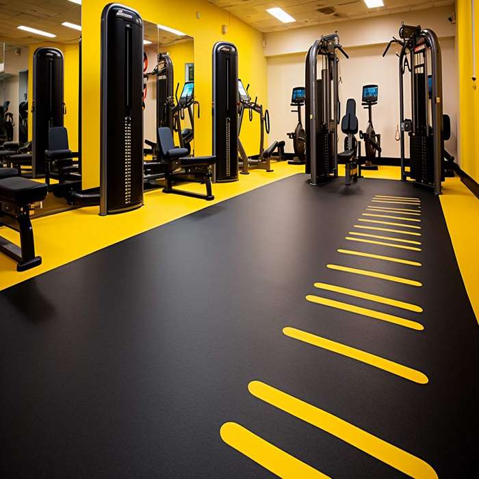 Yellow & Black Rubber Gym Flooring