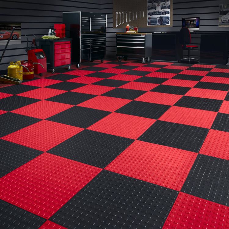 Shock absorbent rubber garage floor