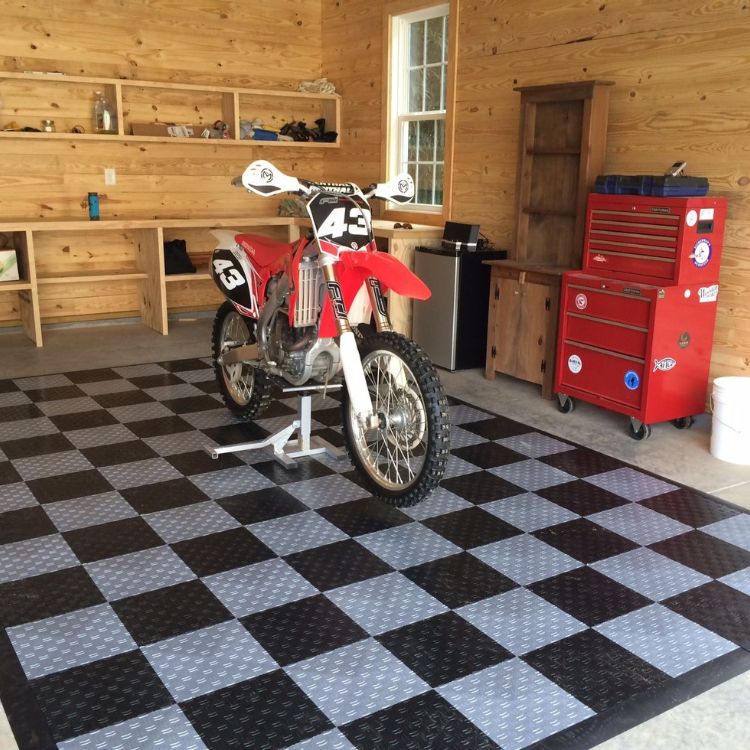 grey and black pattern garage flooring