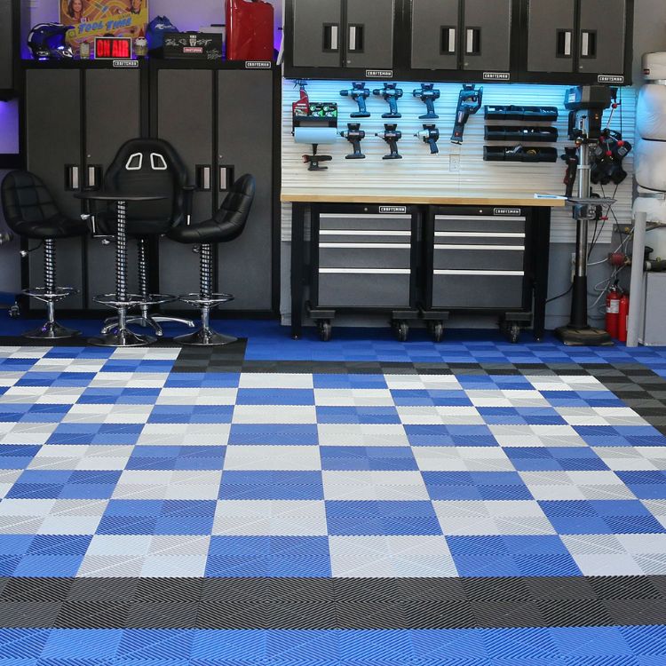 Heavy-duty recycled rubber garage flooring