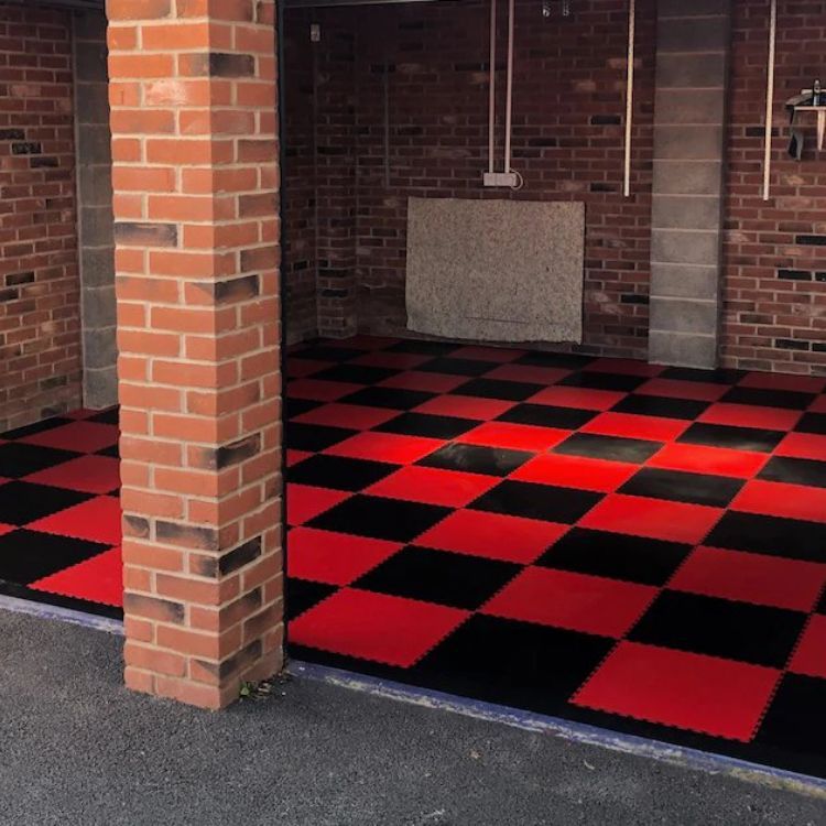 red and black garage rubber flooring